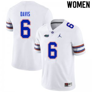 Women's Florida Gators #6 Shawn Davis NCAA Nike White Authentic Stitched College Football Jersey ZWE2262QQ